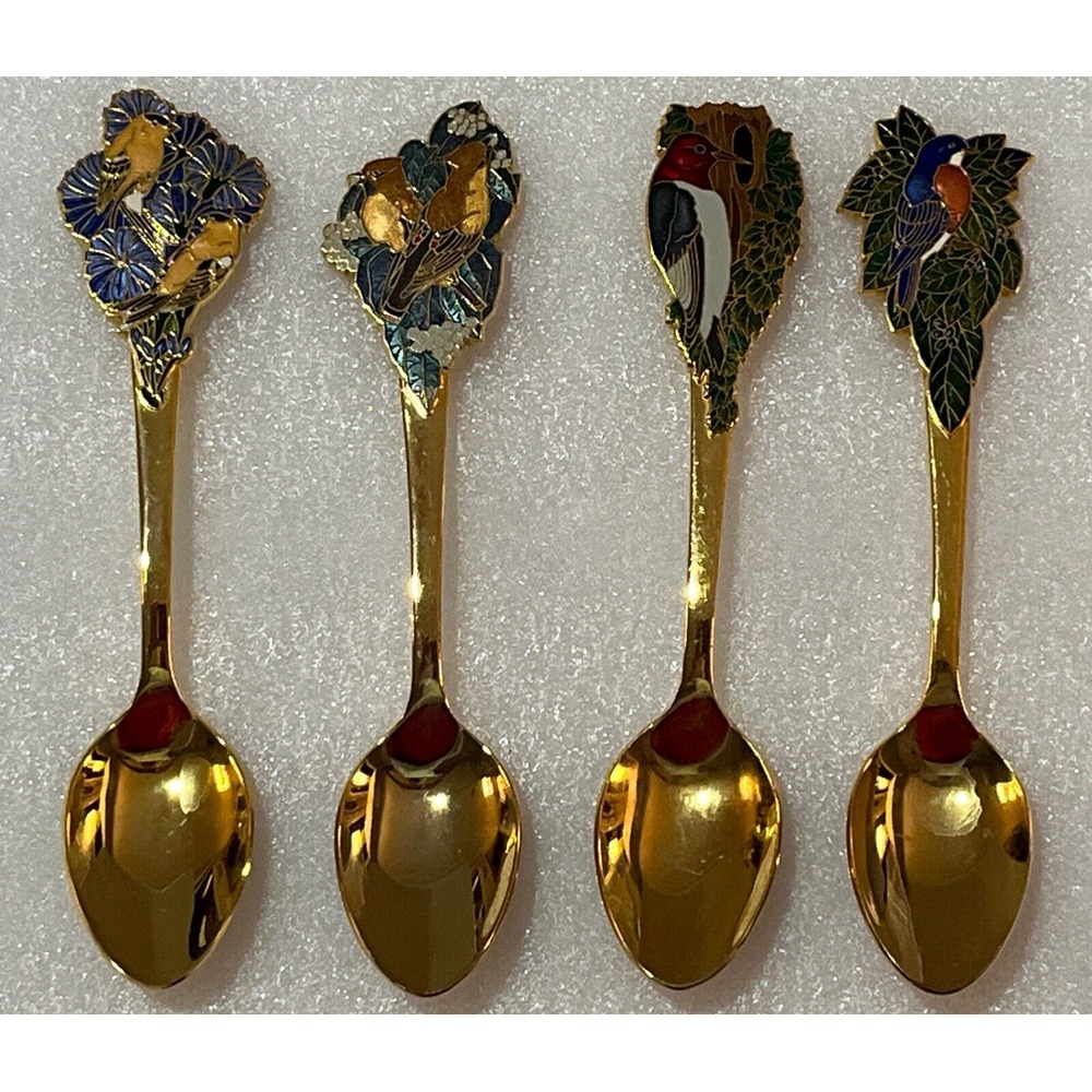Hallmark 1979 American Songbird Birds 24K Gold Plated‎ Collector Spoons